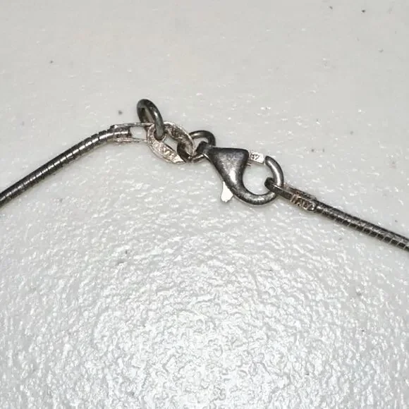 Sterling Silver Choker Snake Necklace 925 Twisted Tube Large Pendant Italy - Picture 2 of 5